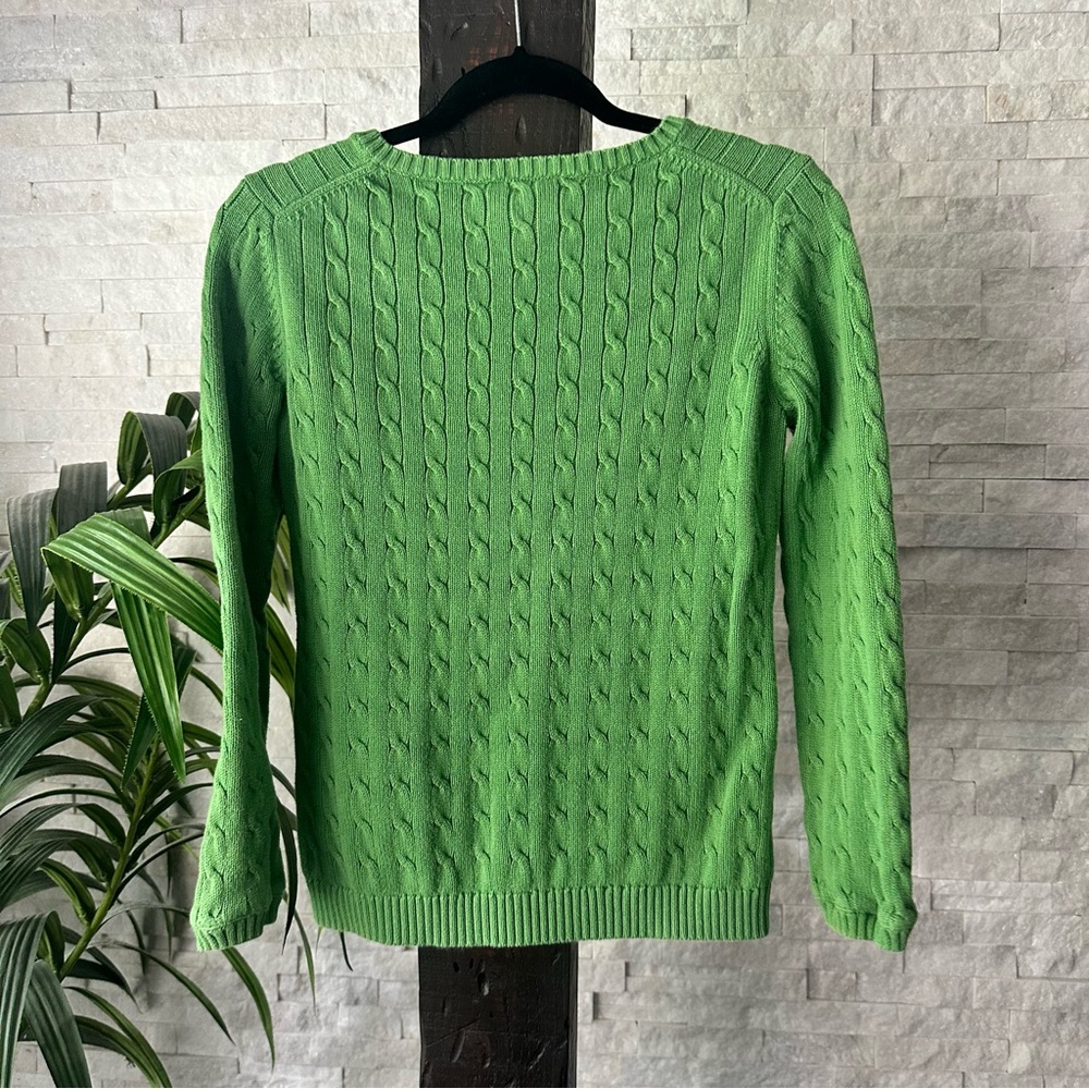 LOFT Kelly Green Ribbed cableKnit Sweater Size Small - Picture 8 of 9